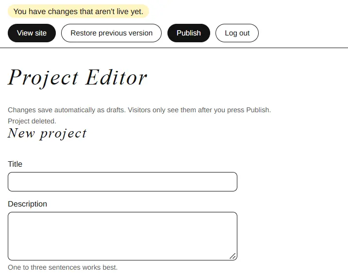Snip of Project Editor BTS